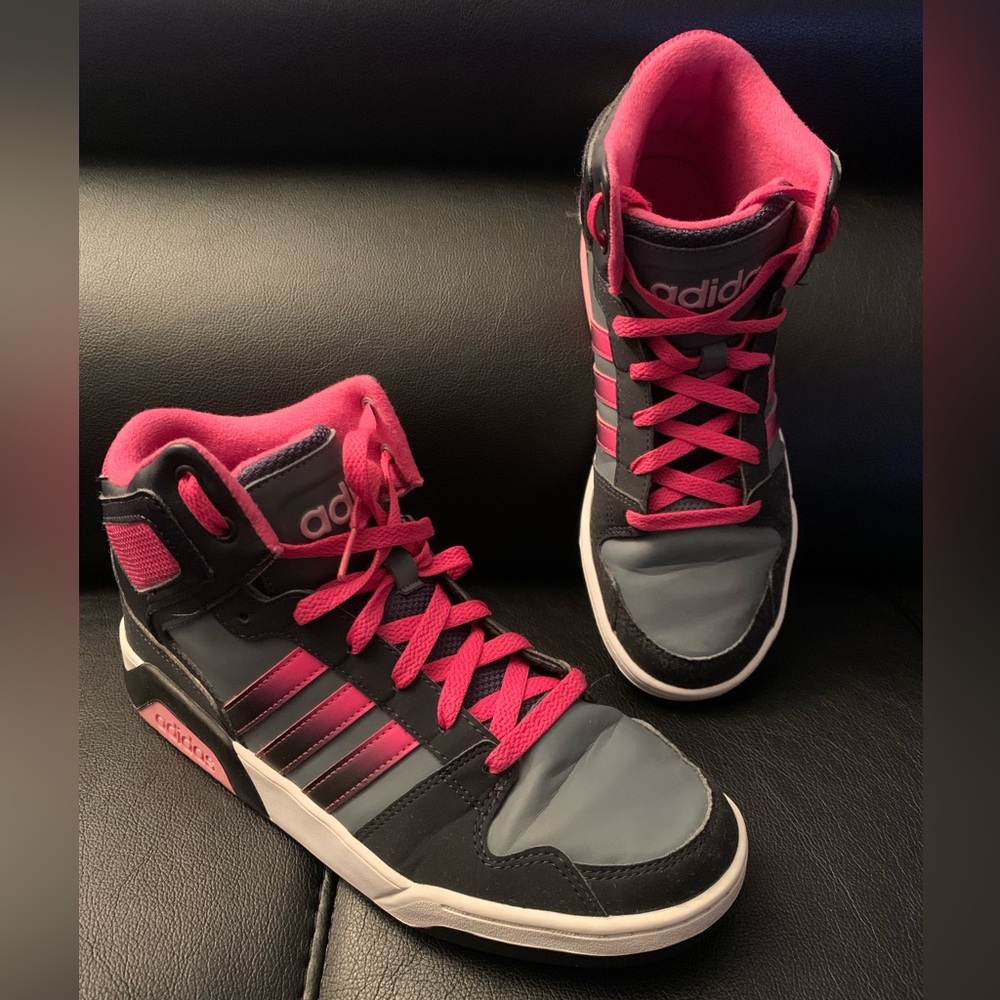 Adidas NEO Basketball Shoes Youth sz 7 BB9TIS Black | Gray | Pink